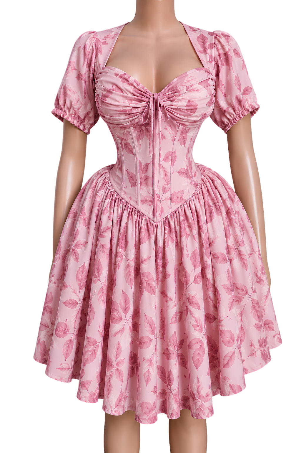 Long Sleeve Dance Dress — Vintage Brown Ruffle Bodice AOP
