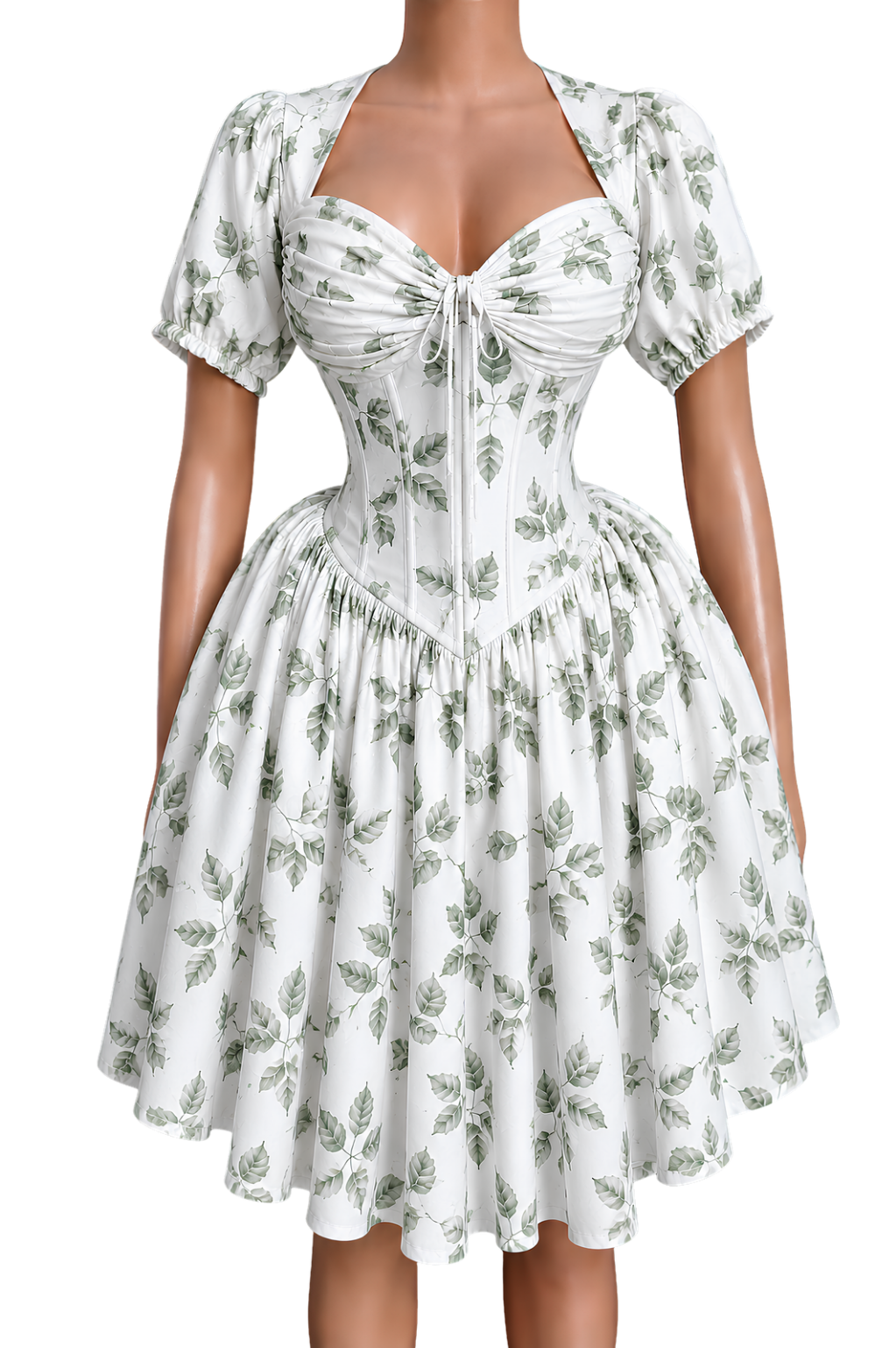 Long Sleeve Dance Dress — Vintage Brown Ruffle Bodice AOP