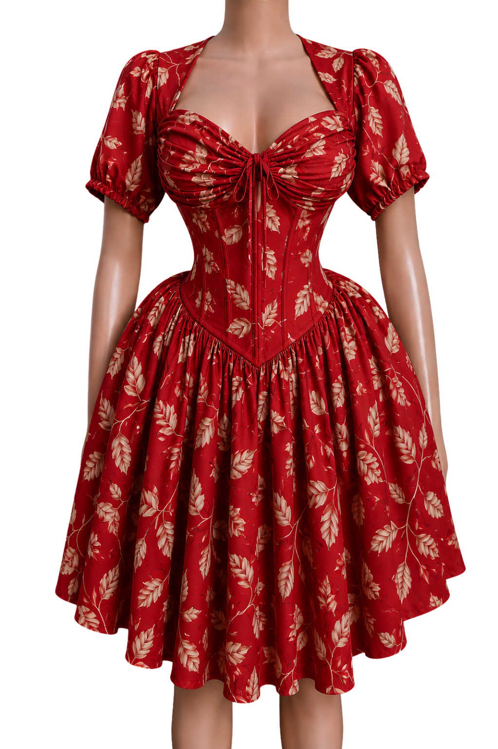 Long Sleeve Dance Dress — Vintage Brown Ruffle Bodice AOP