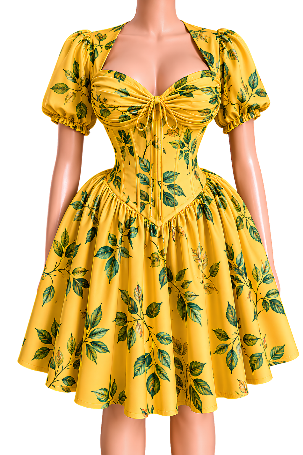 Long Sleeve Dance Dress — Vintage Brown Ruffle Bodice AOP