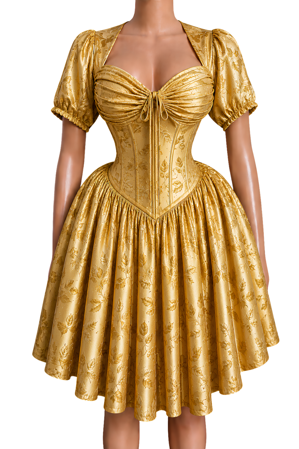 Long Sleeve Dance Dress — Vintage Brown Ruffle Bodice AOP