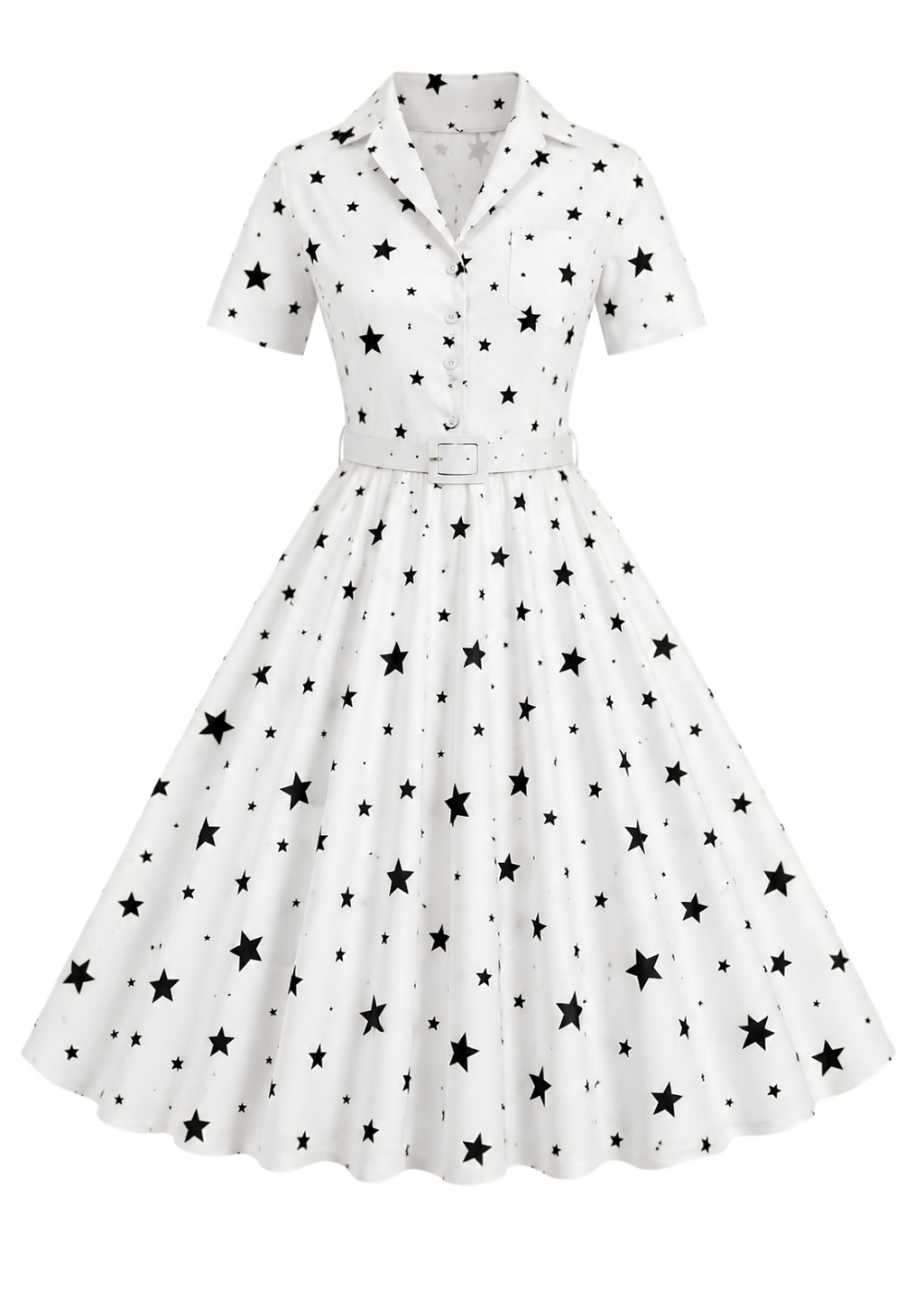 Star Seashell Skater Dress — Nautical Blue Shell Print Women's Skater Dress