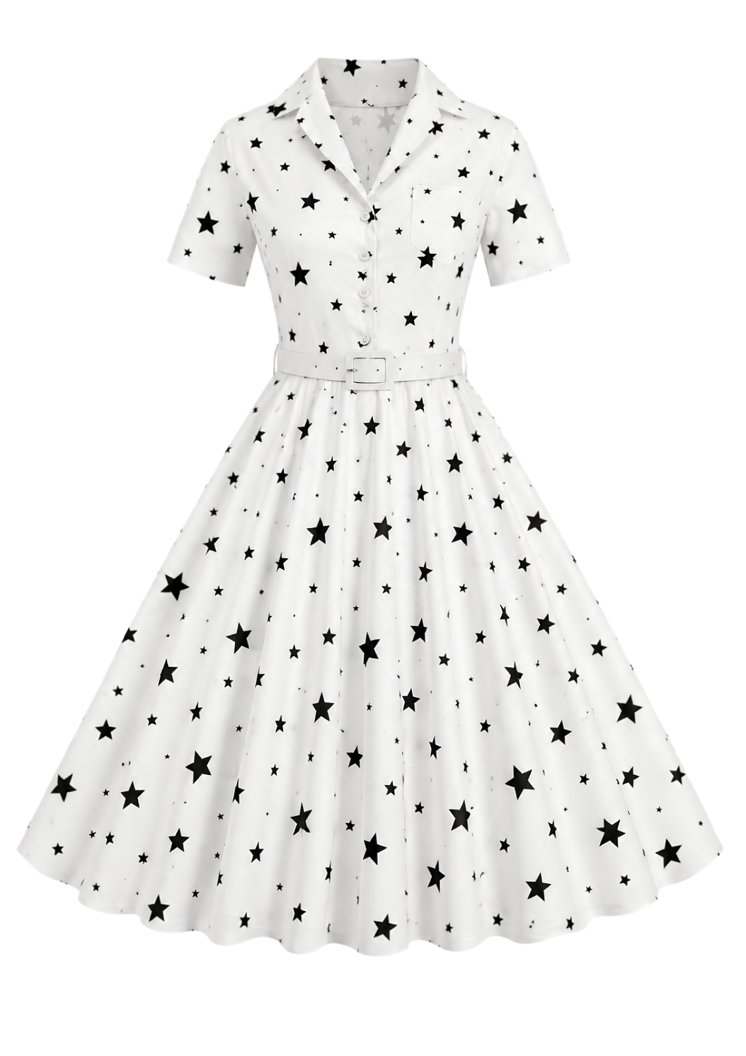 Star Seashell Skater Dress — Nautical Blue Shell Print Women's Skater Dress