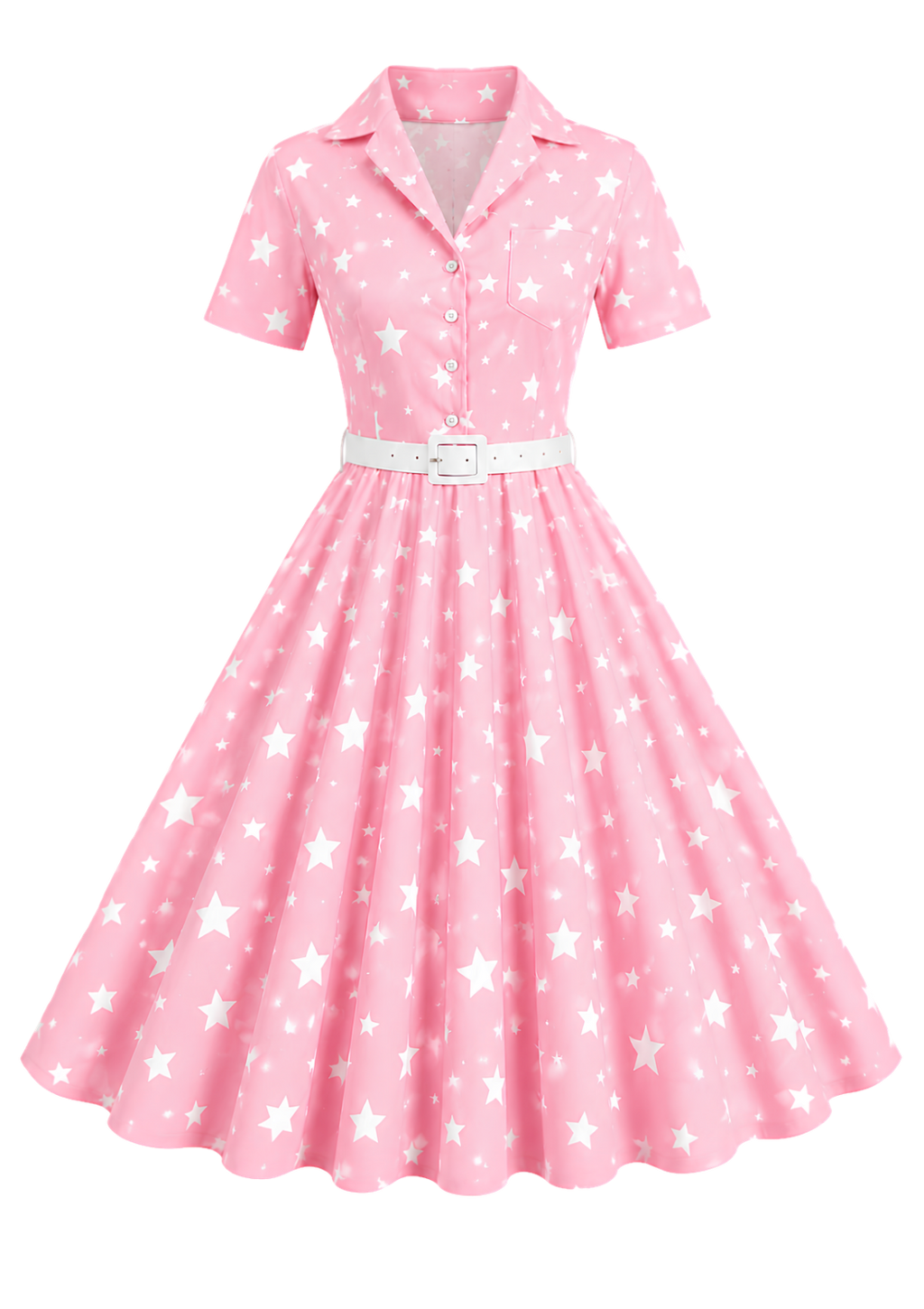 Star Seashell Skater Dress — Nautical Blue Shell Print Women's Skater Dress