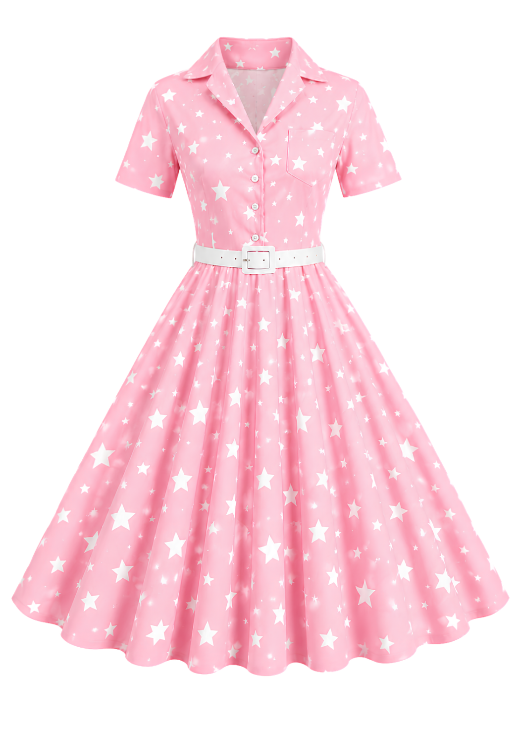 Star Seashell Skater Dress — Nautical Blue Shell Print Women's Skater Dress