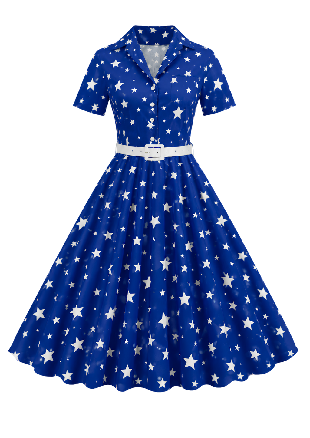 Star Seashell Skater Dress — Nautical Blue Shell Print Women's Skater Dress