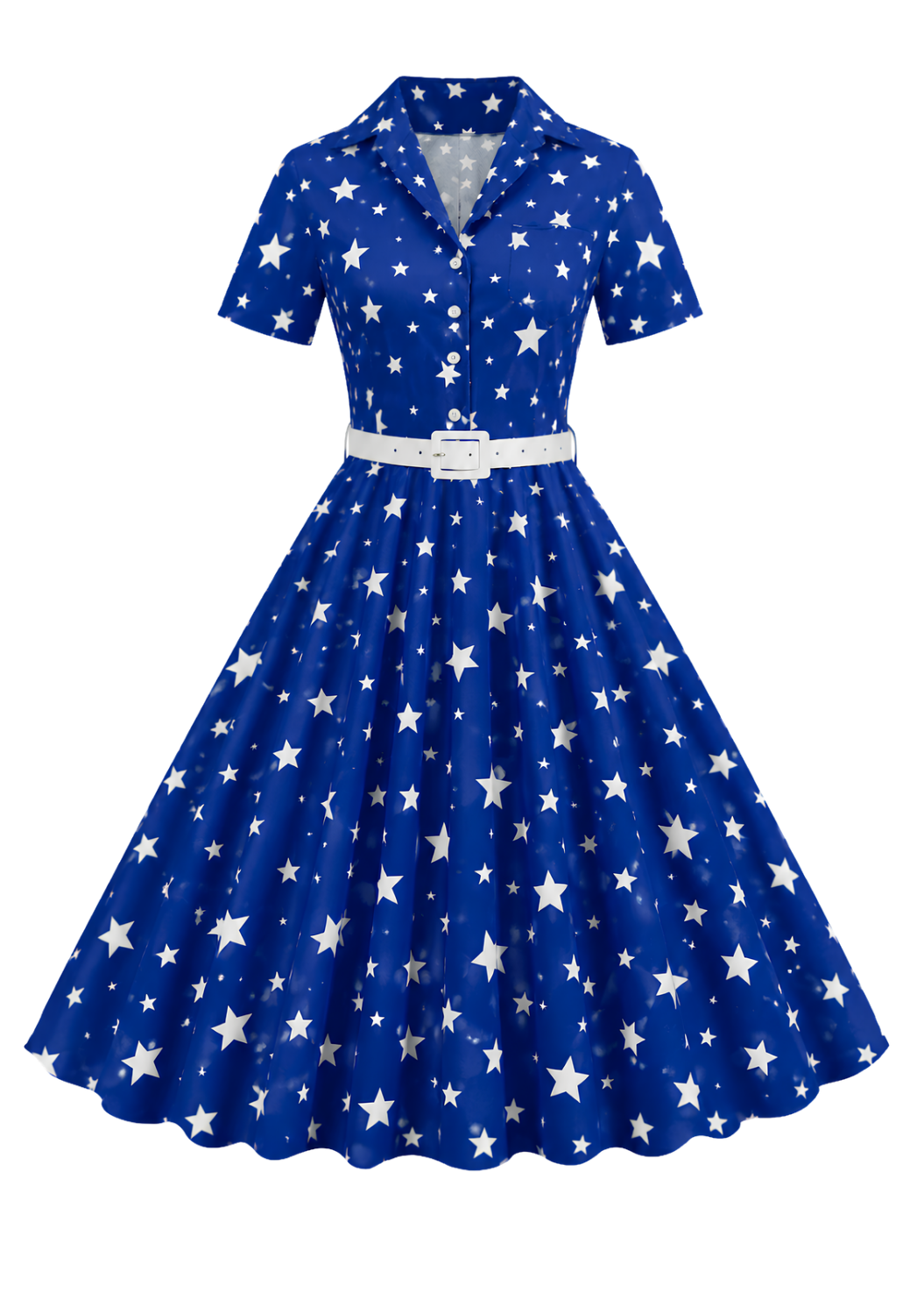 Star Seashell Skater Dress — Nautical Blue Shell Print Women's Skater Dress