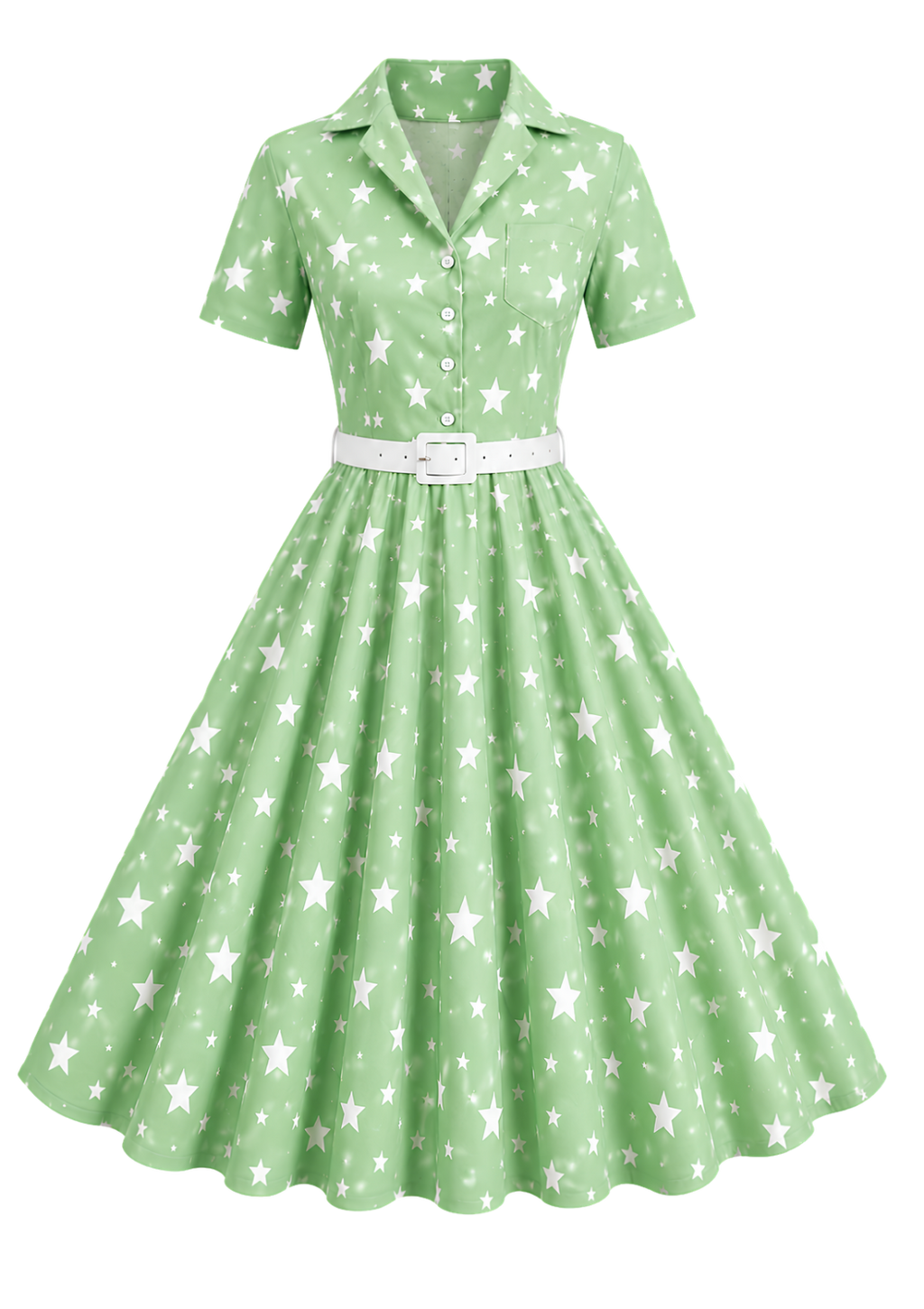 Star Seashell Skater Dress — Nautical Blue Shell Print Women's Skater Dress