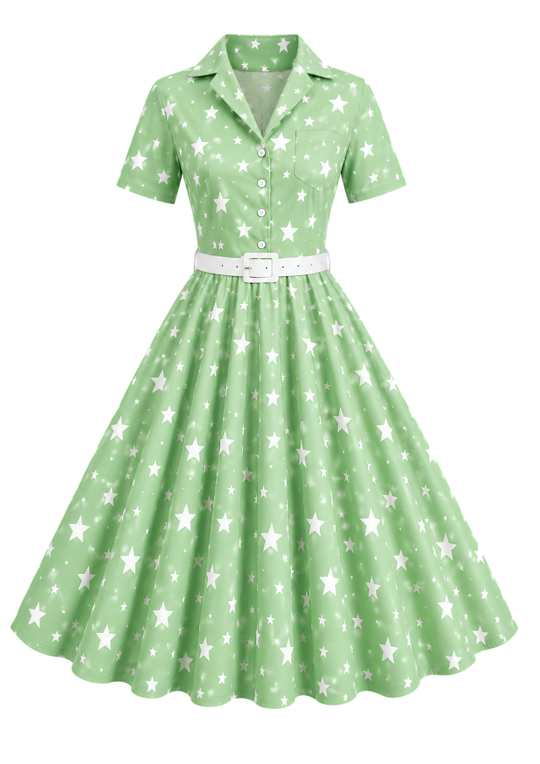 Star Seashell Skater Dress — Nautical Blue Shell Print Women's Skater Dress