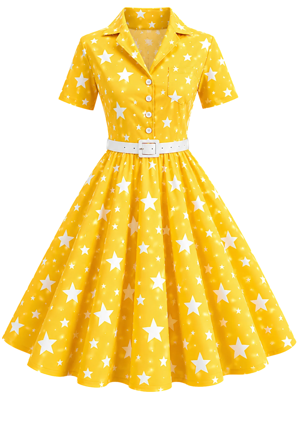 Star Seashell Skater Dress — Nautical Blue Shell Print Women's Skater Dress