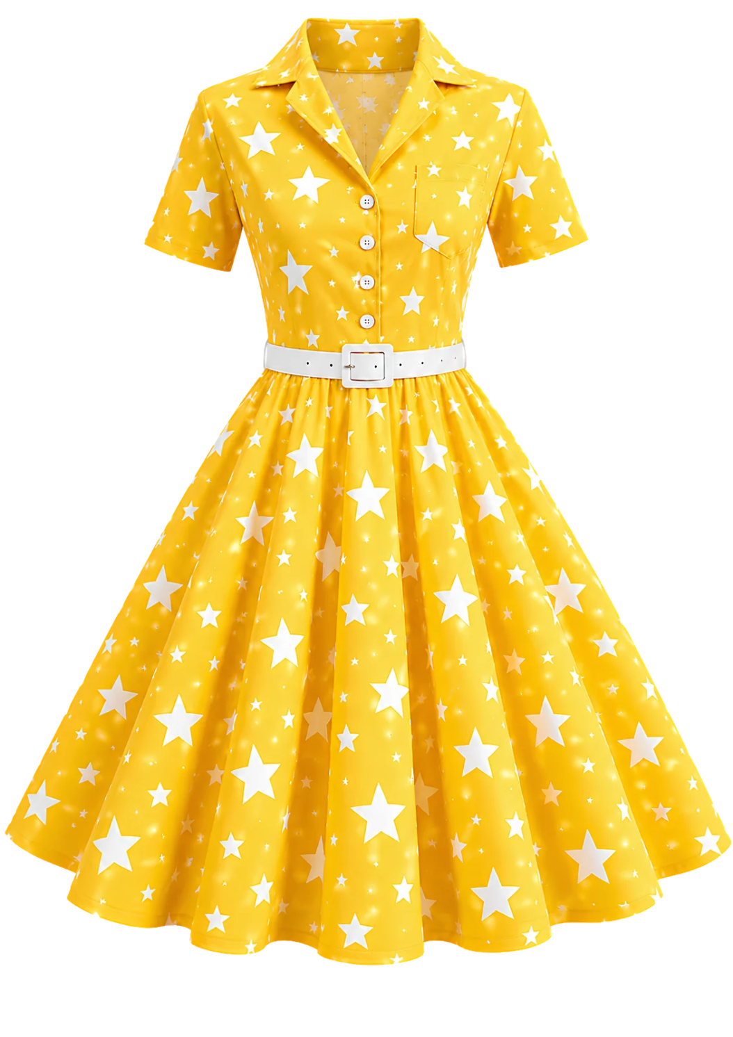 Star Seashell Skater Dress — Nautical Blue Shell Print Women's Skater Dress