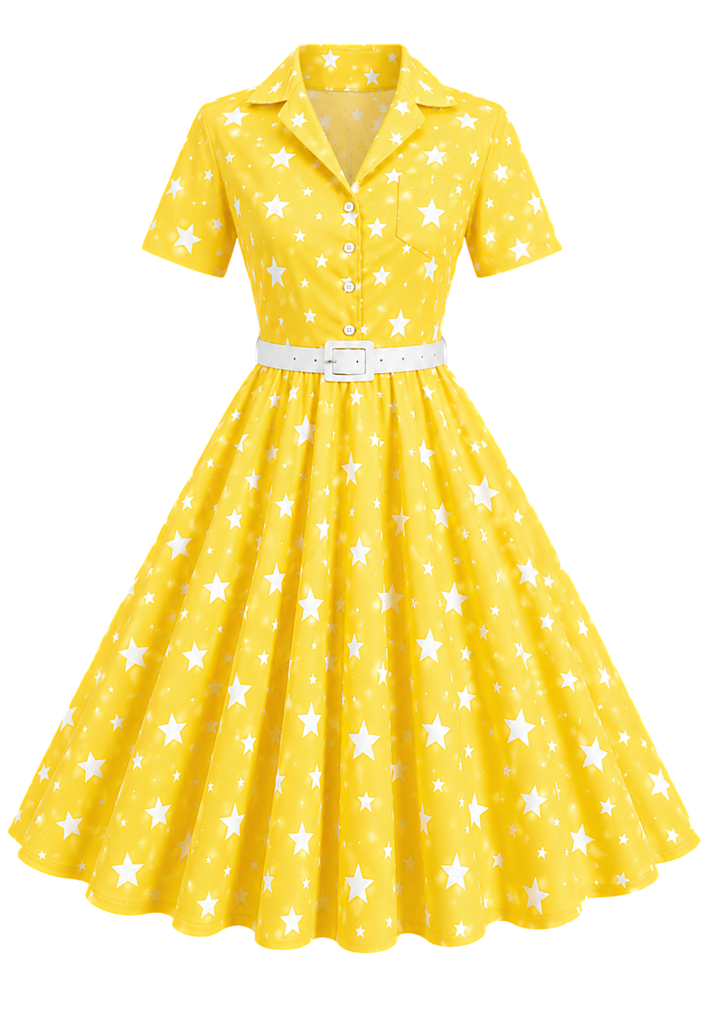Star Seashell Skater Dress — Nautical Blue Shell Print Women's Skater Dress