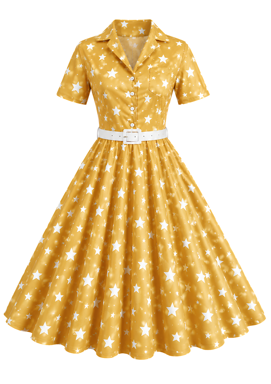 Star Seashell Skater Dress — Nautical Blue Shell Print Women's Skater Dress