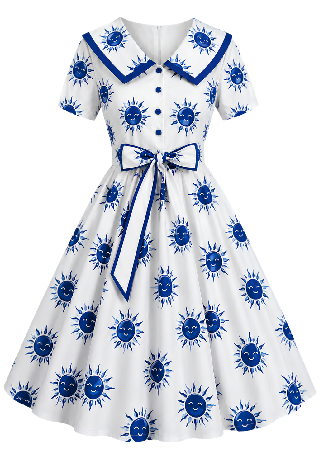 Star Seashell Skater Dress — Nautical Blue Shell Print Women's Skater Dress