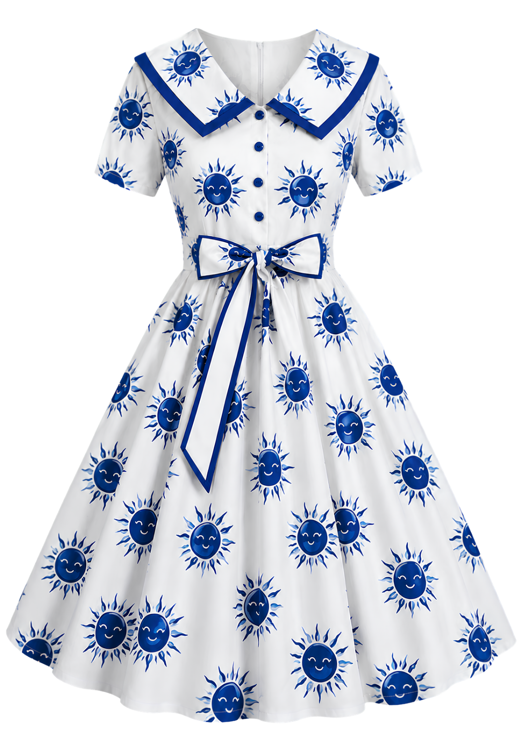 Star Seashell Skater Dress — Nautical Blue Shell Print Women's Skater Dress