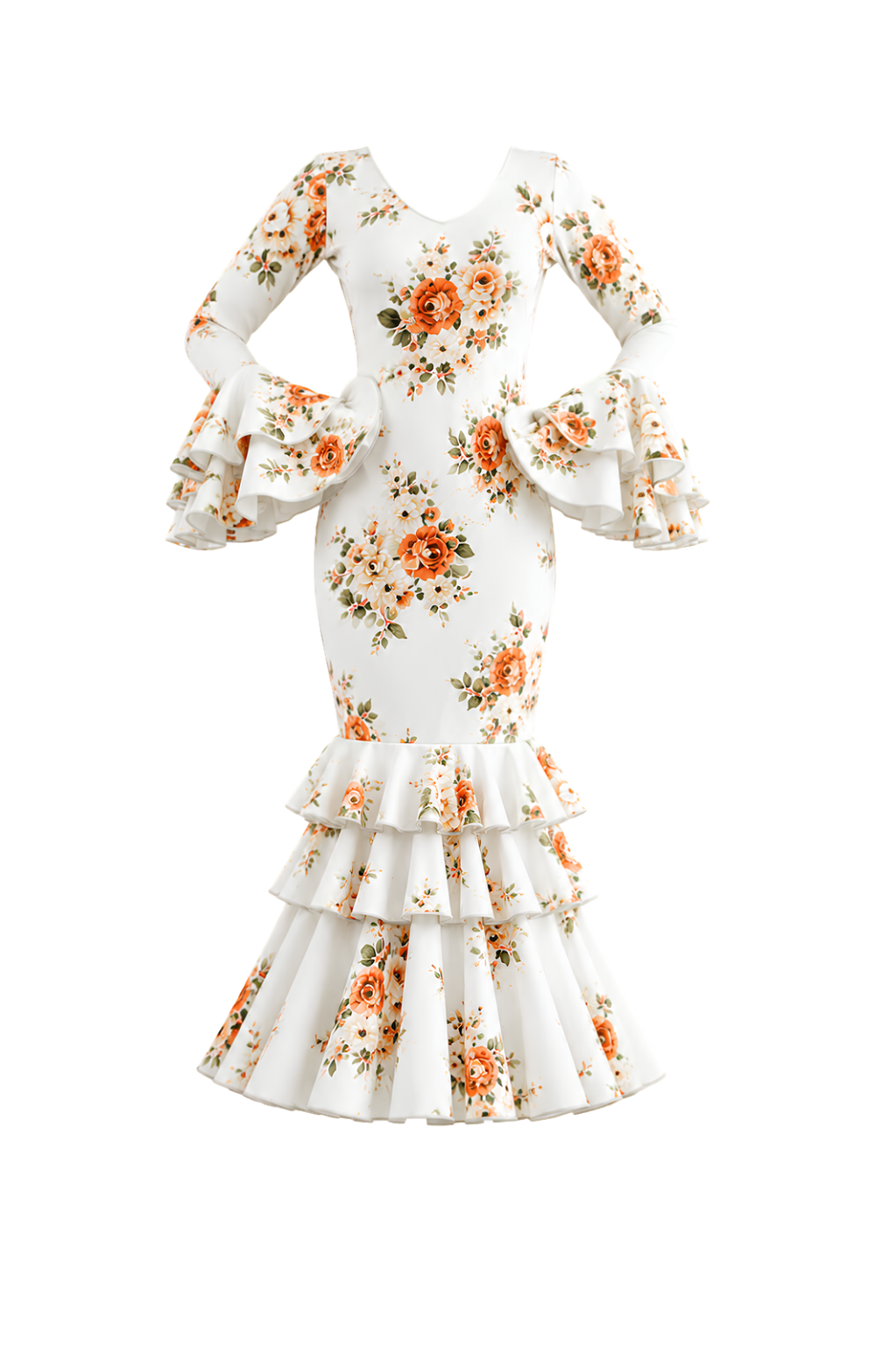 Floral Flamenco Racerback Dress - Yellow Rose Ruffle Bodycon