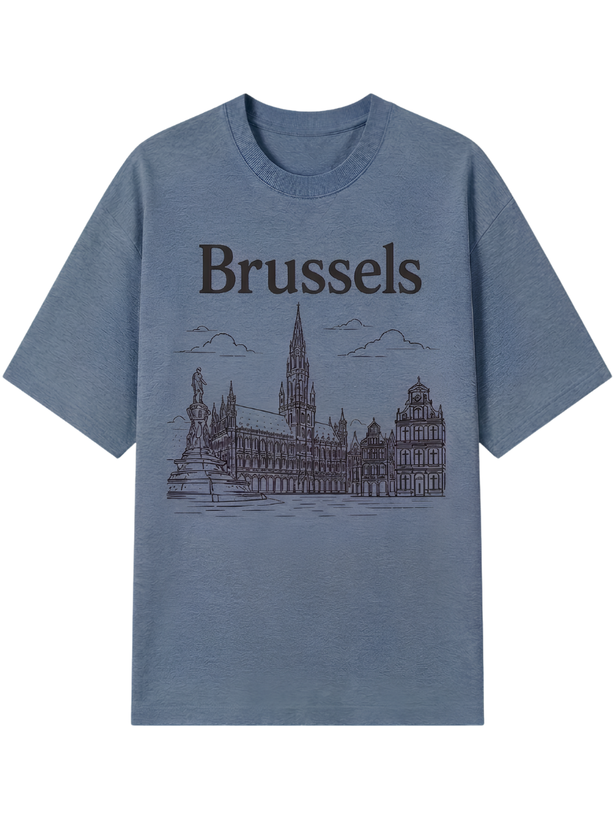 Brussels Skyline Tee — Cityscape Graphic T-Shirt