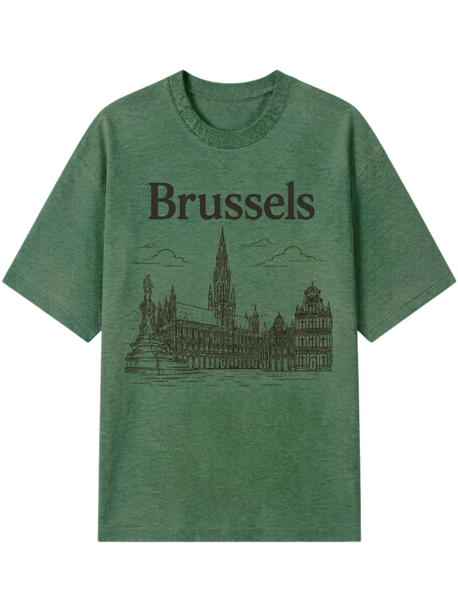 Brussels Skyline Tee — Cityscape Graphic T-Shirt
