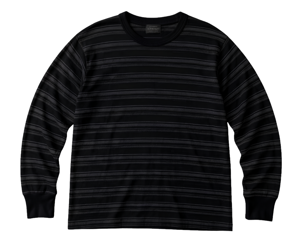 Long Sleeve T-Shirt — Retro Striped Sweater Print