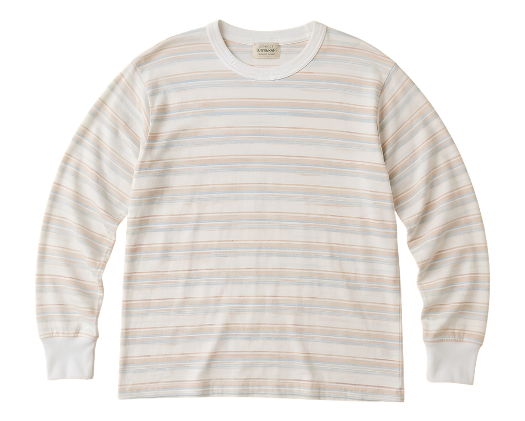 Long Sleeve T-Shirt — Retro Striped Sweater Print