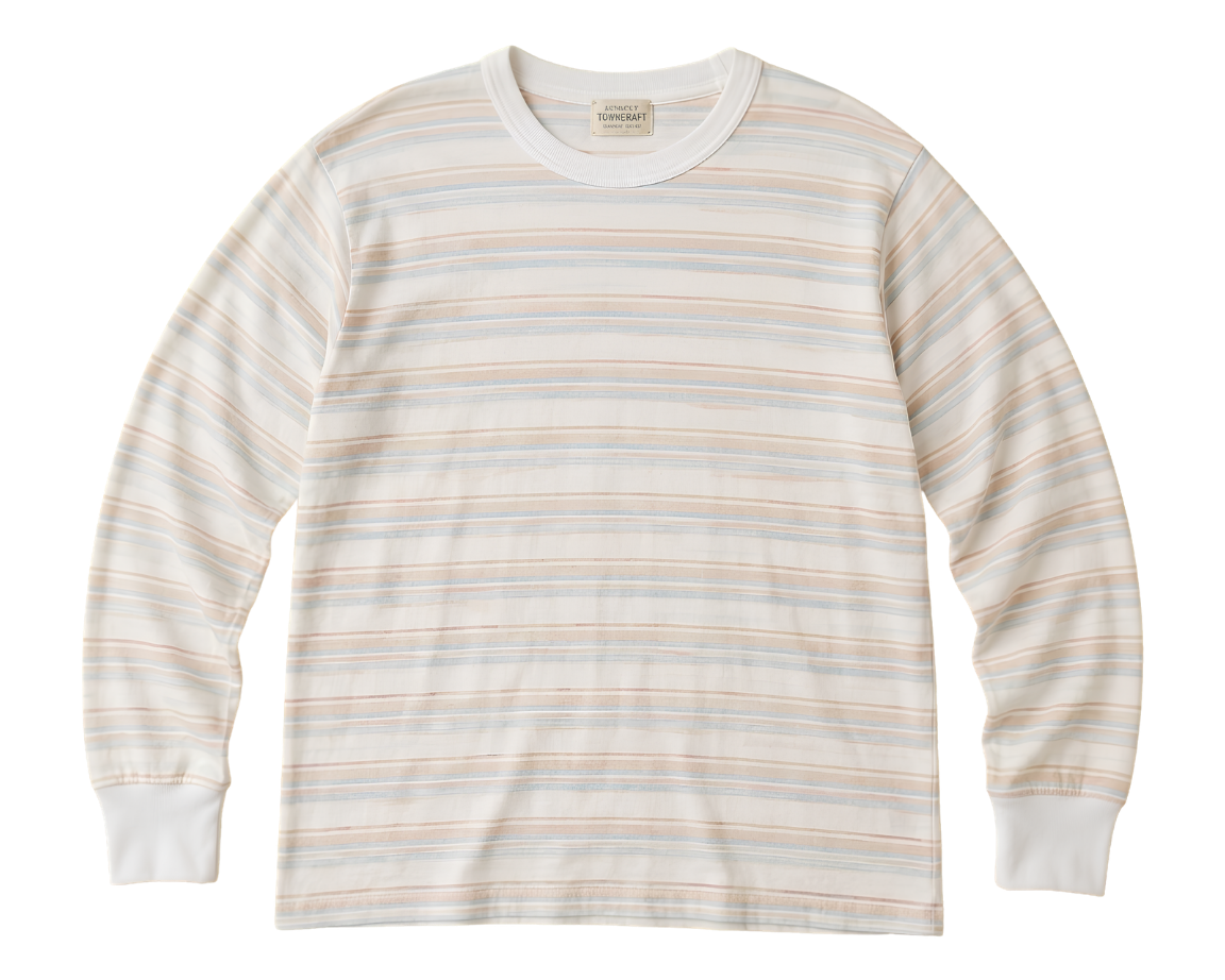Long Sleeve T-Shirt — Retro Striped Sweater Print