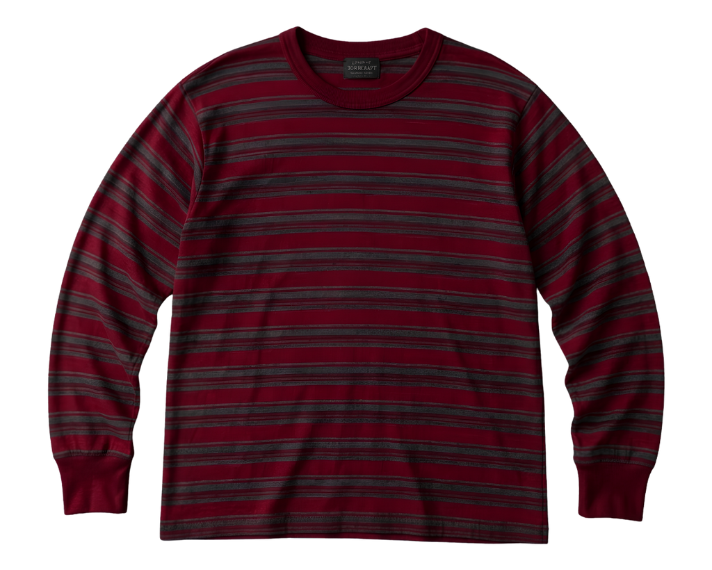 Long Sleeve T-Shirt — Retro Striped Sweater Print