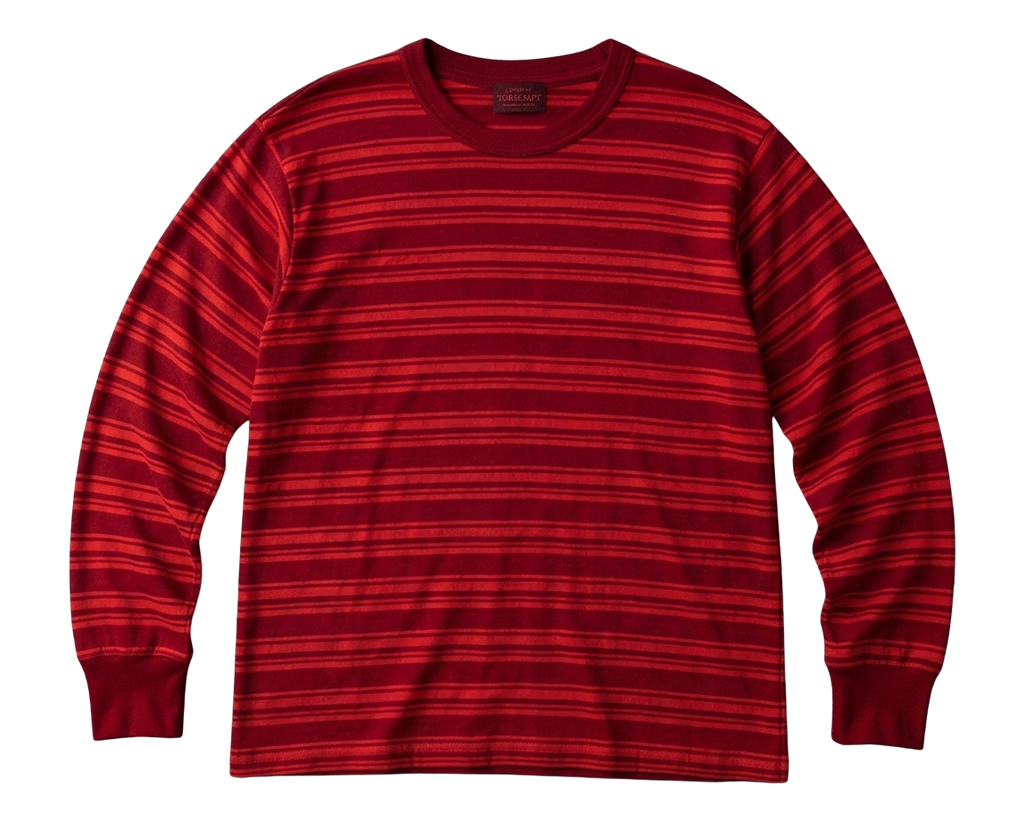 Long Sleeve T-Shirt — Retro Striped Sweater Print