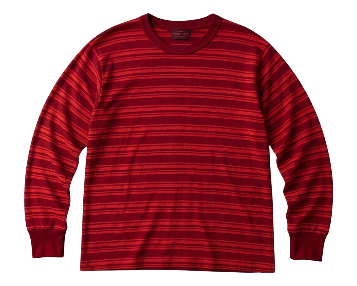 Long Sleeve T-Shirt — Retro Striped Sweater Print