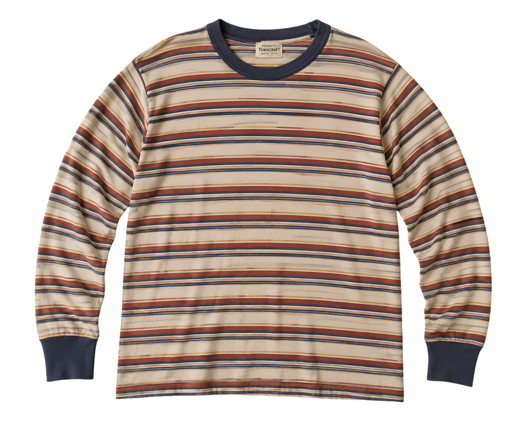 Long Sleeve T-Shirt — Retro Striped Sweater Print