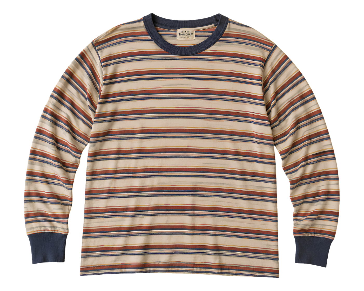Long Sleeve T-Shirt — Retro Striped Sweater Print
