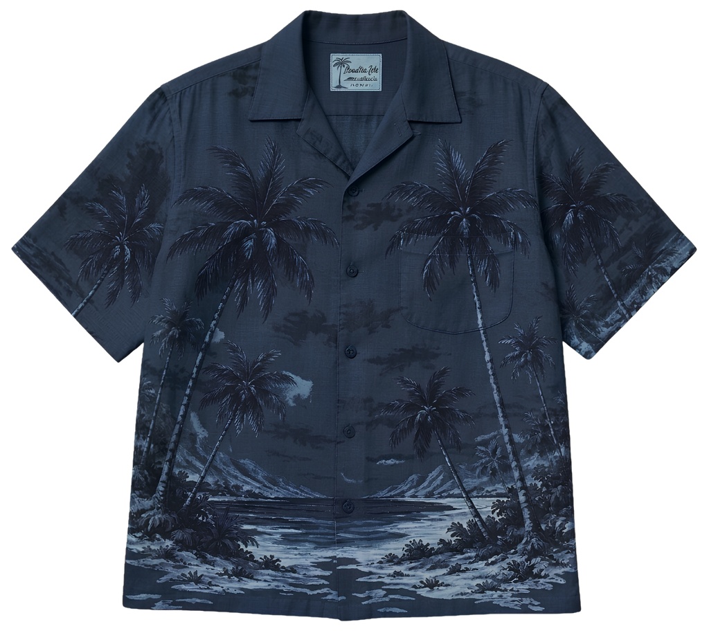 Vintage Palm Beach Tee — Retro Hawaiian Shirt Print