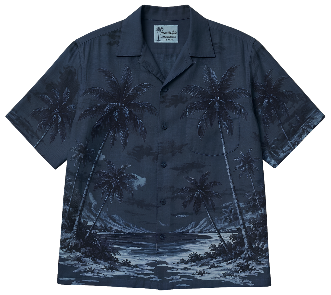 Vintage Palm Beach Tee — Retro Hawaiian Shirt Print