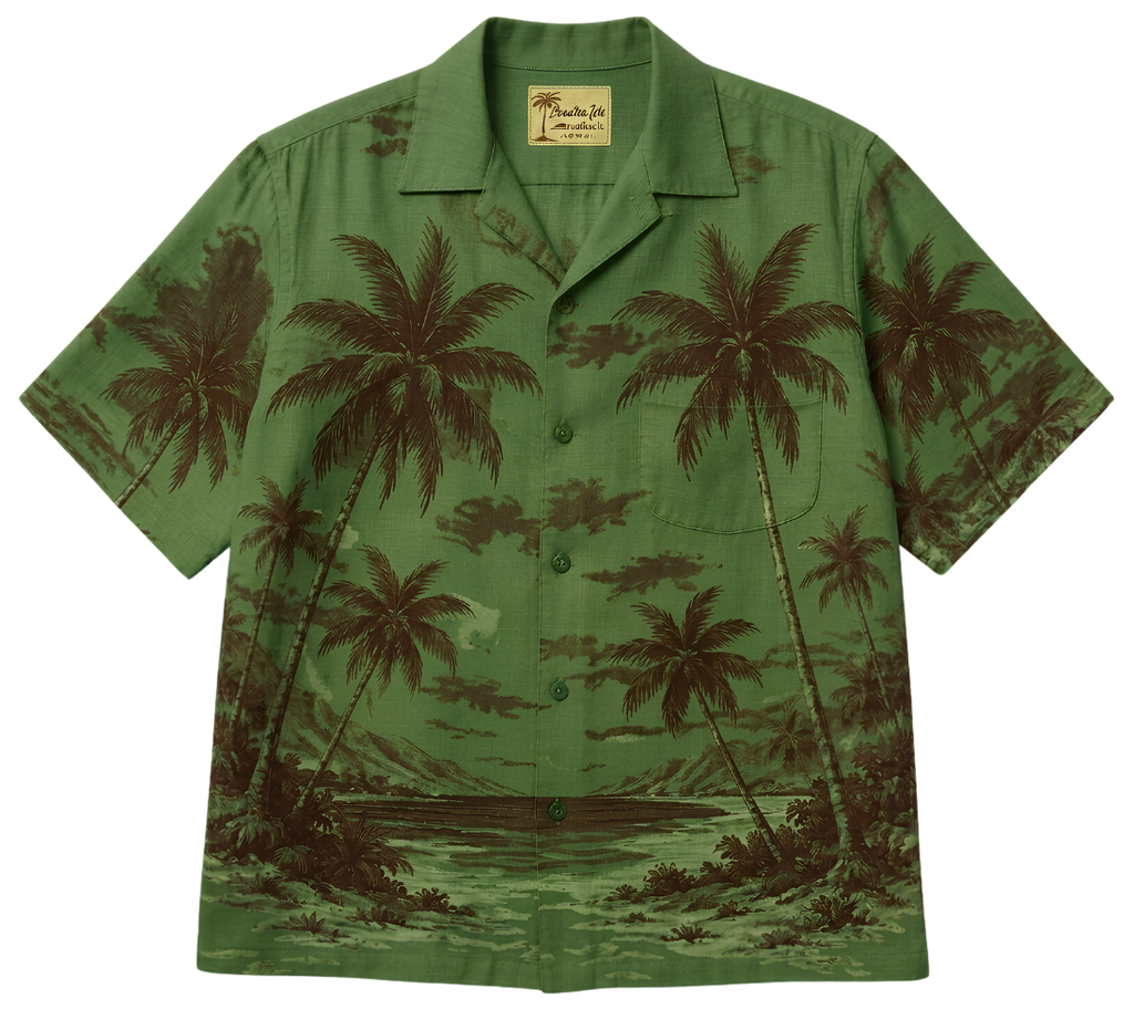 Vintage Palm Beach Tee — Retro Hawaiian Shirt Print