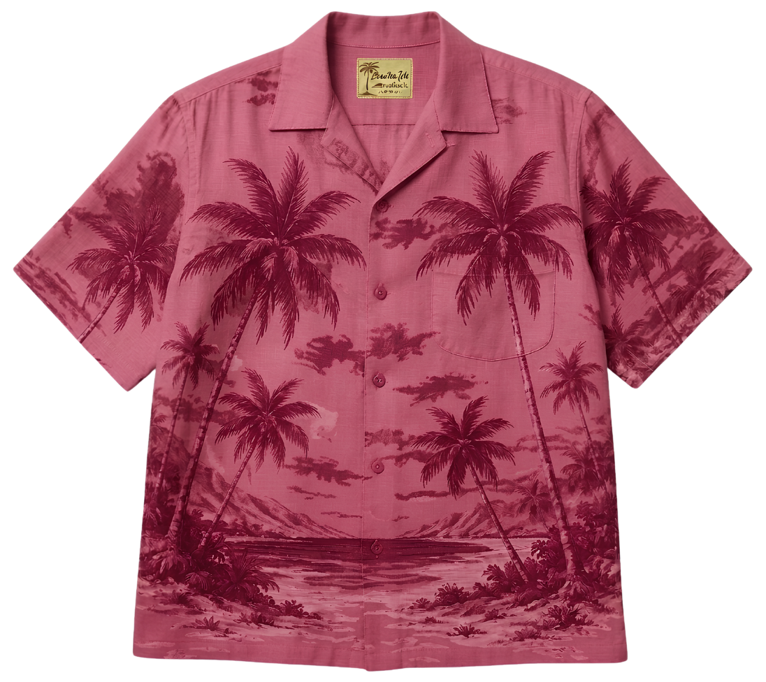 Vintage Palm Beach Tee — Retro Hawaiian Shirt Print