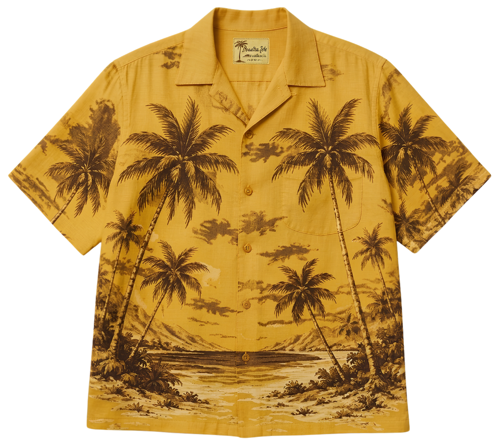 Vintage Palm Beach Tee — Retro Hawaiian Shirt Print