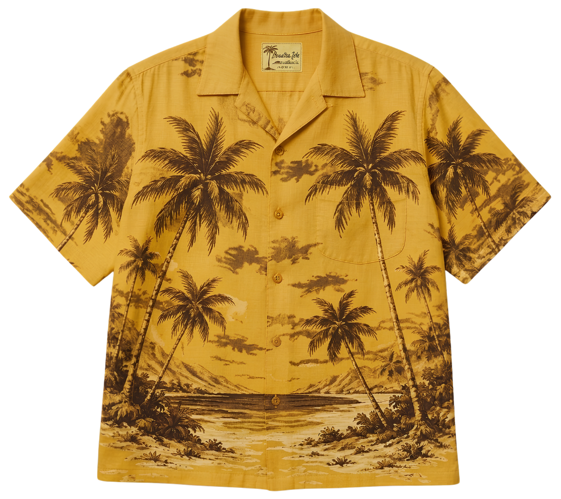Vintage Palm Beach Tee — Retro Hawaiian Shirt Print