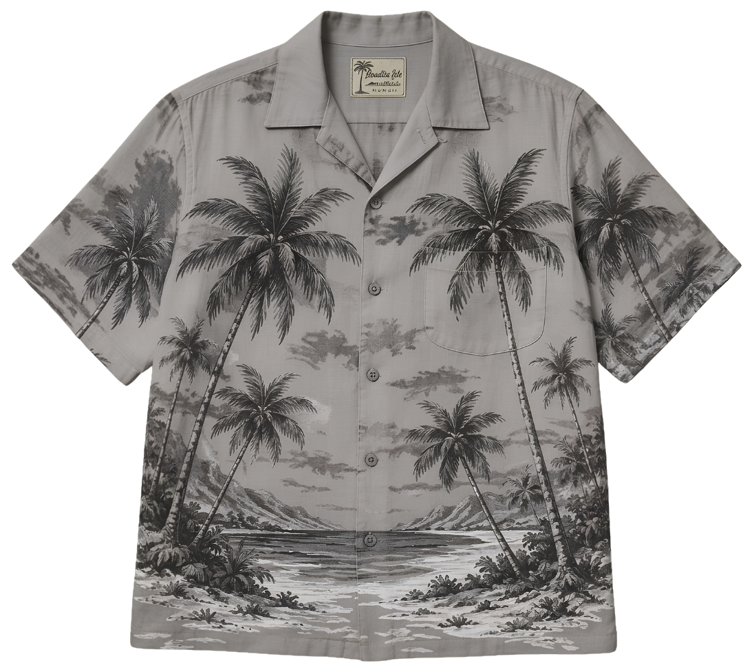 Vintage Palm Beach Tee — Retro Hawaiian Shirt Print
