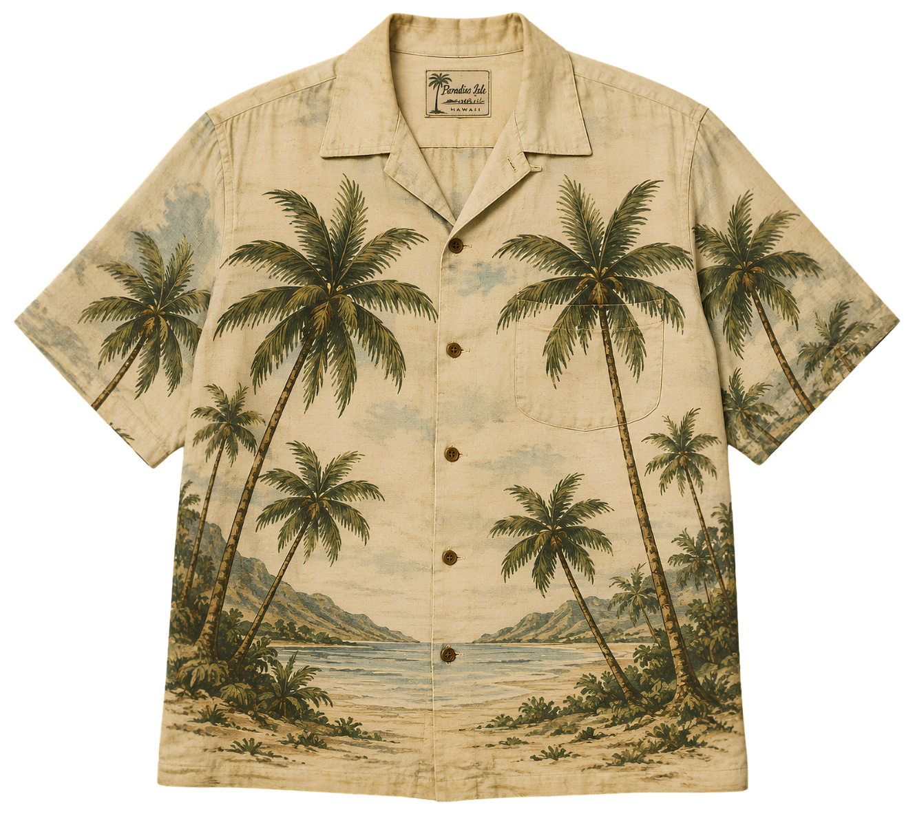 Vintage Palm Beach Tee — Retro Hawaiian Shirt Print