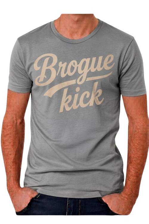 Brogue Kick T-Shirt — Vintage Script Graphic Tee for Sneaker & Music Fans