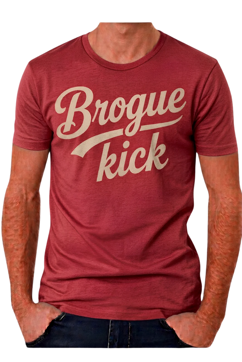 Brogue Kick T-Shirt — Vintage Script Graphic Tee for Sneaker & Music Fans