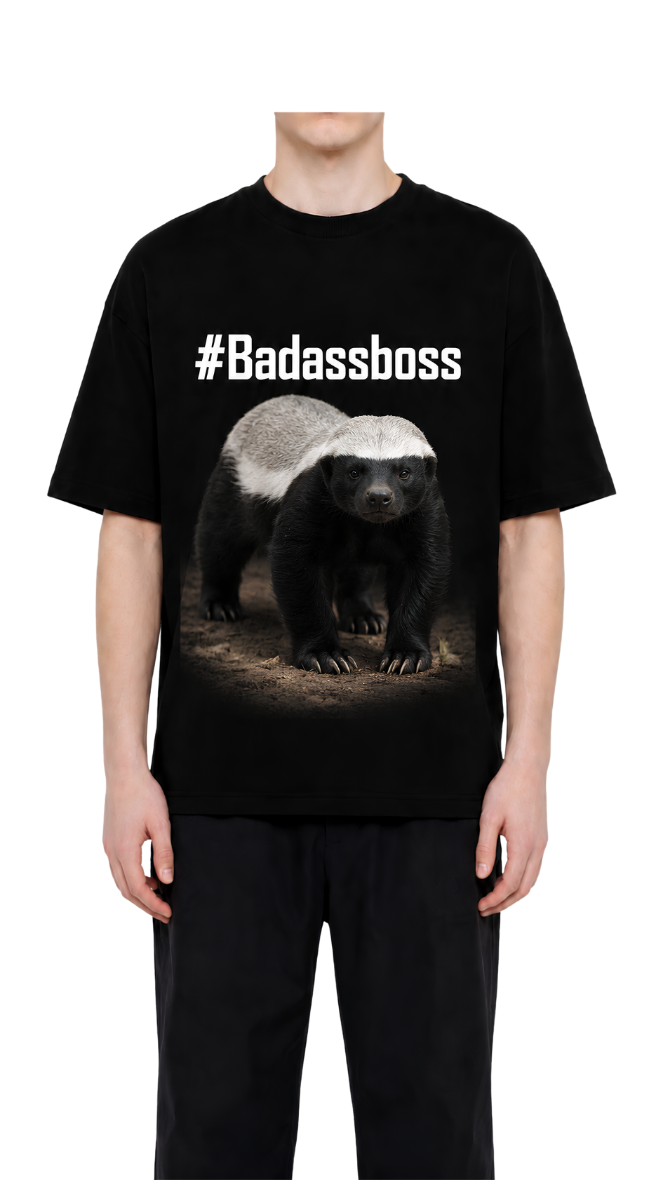 T-Shirt — Graphic 'Badasshoss' Printed Front Tee
