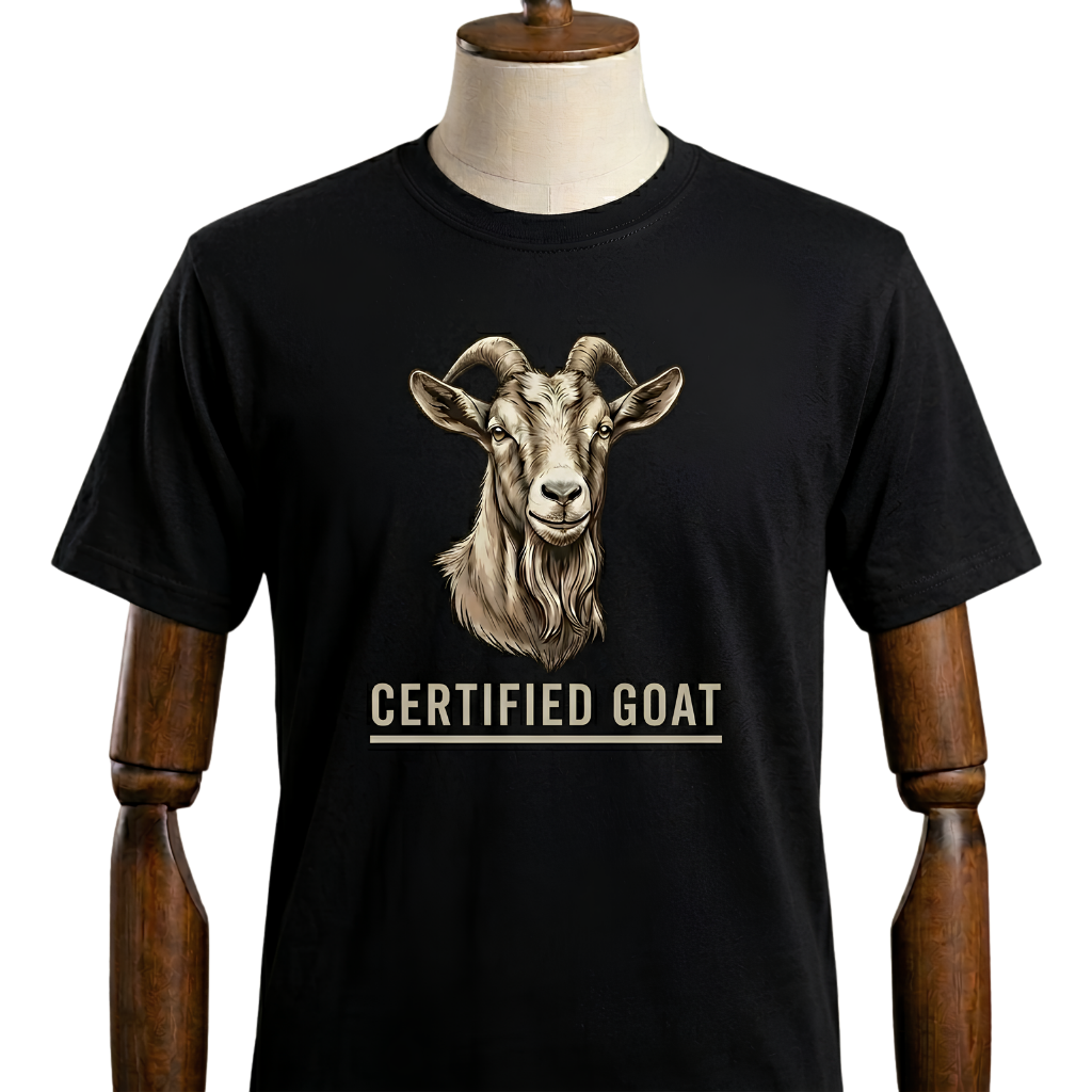 Goat Graphic Tee – "Certified Goat" Vintage Farm Animal T-Shirt