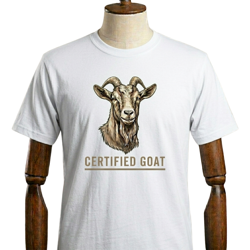 Goat Graphic Tee – "Certified Goat" Vintage Farm Animal T-Shirt