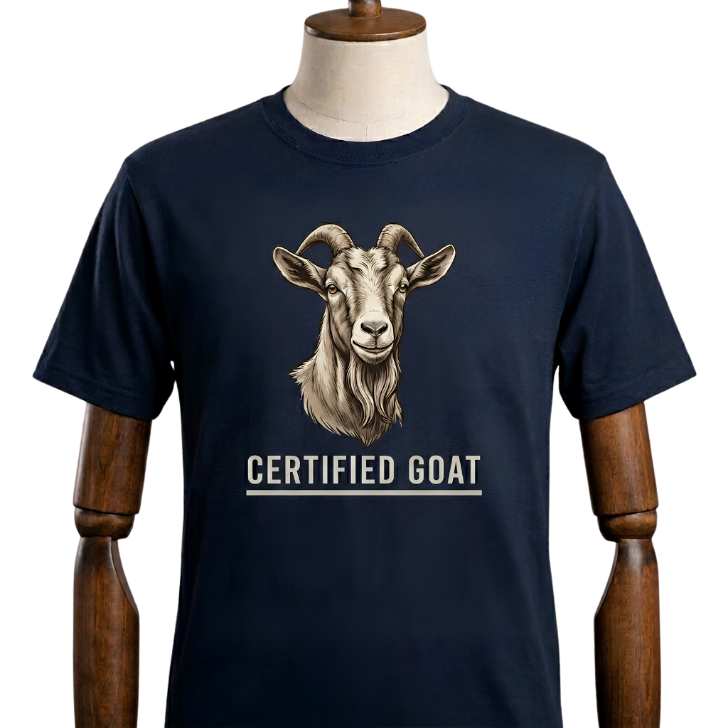 Goat Graphic Tee – "Certified Goat" Vintage Farm Animal T-Shirt