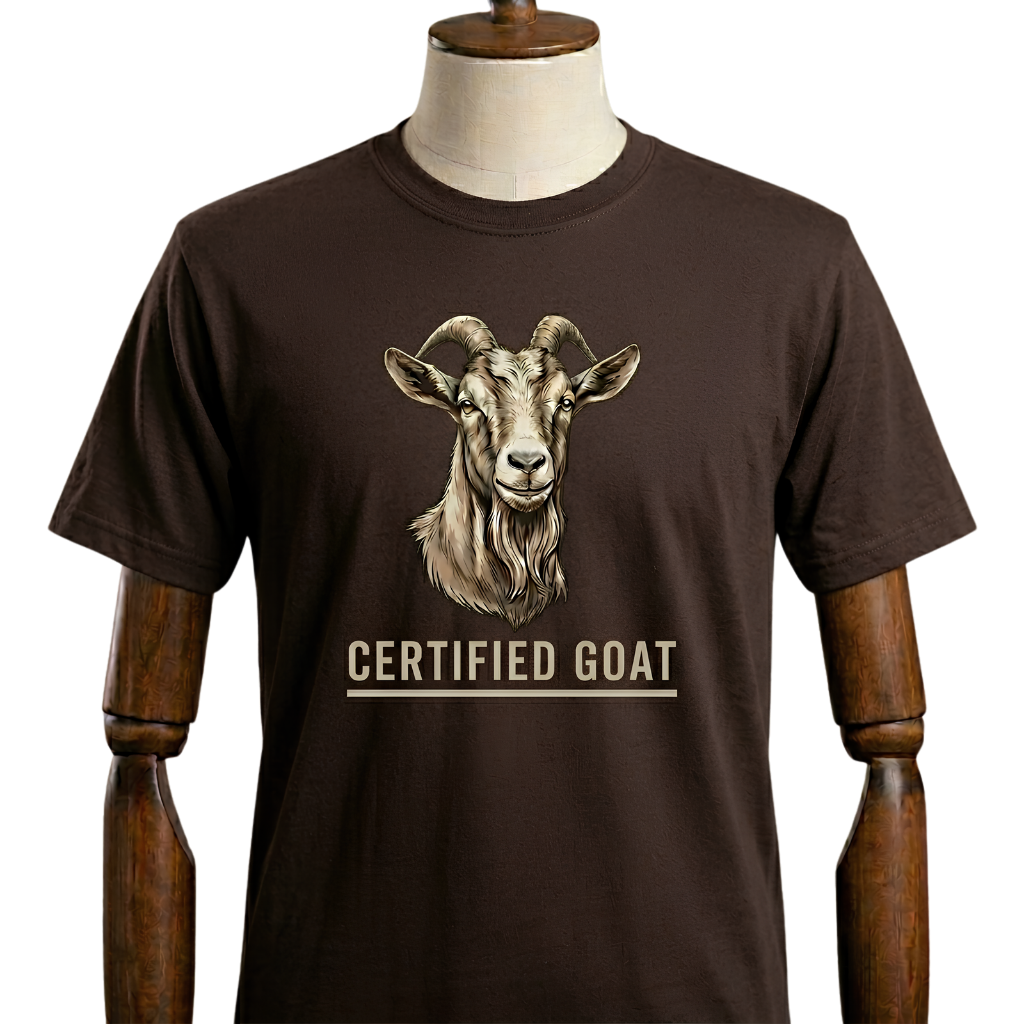 Goat Graphic Tee – "Certified Goat" Vintage Farm Animal T-Shirt