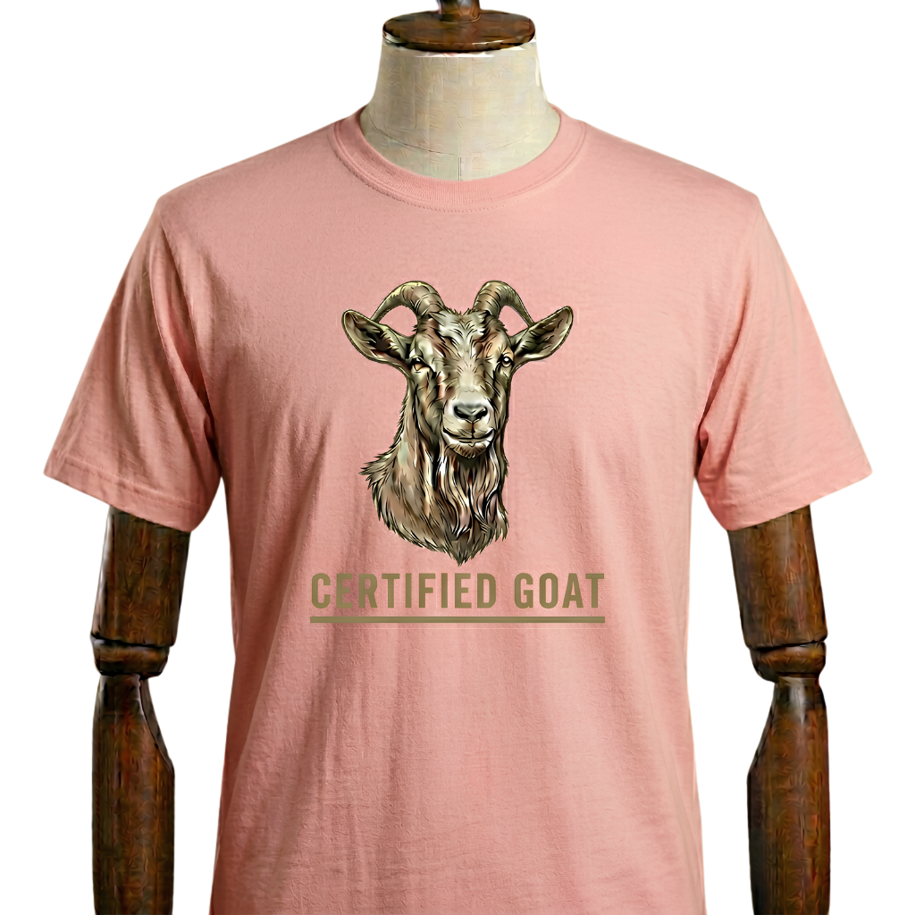 Goat Graphic Tee – "Certified Goat" Vintage Farm Animal T-Shirt