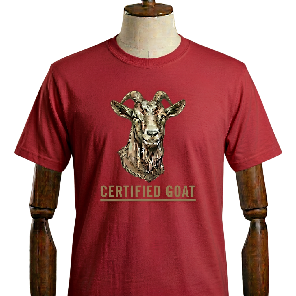 Goat Graphic Tee – "Certified Goat" Vintage Farm Animal T-Shirt