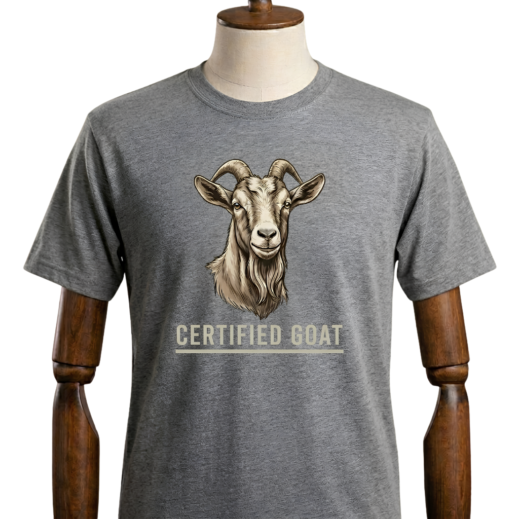 Goat Graphic Tee – "Certified Goat" Vintage Farm Animal T-Shirt