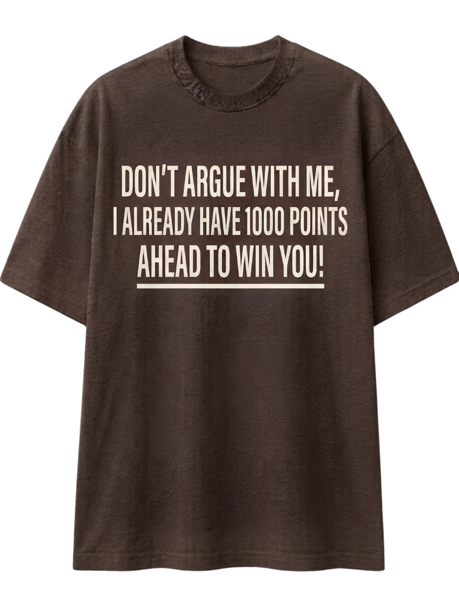T-Shirt with Maroon Mini Graphic — 'Don't Looked For Me, I Already Found You' Statement Tee