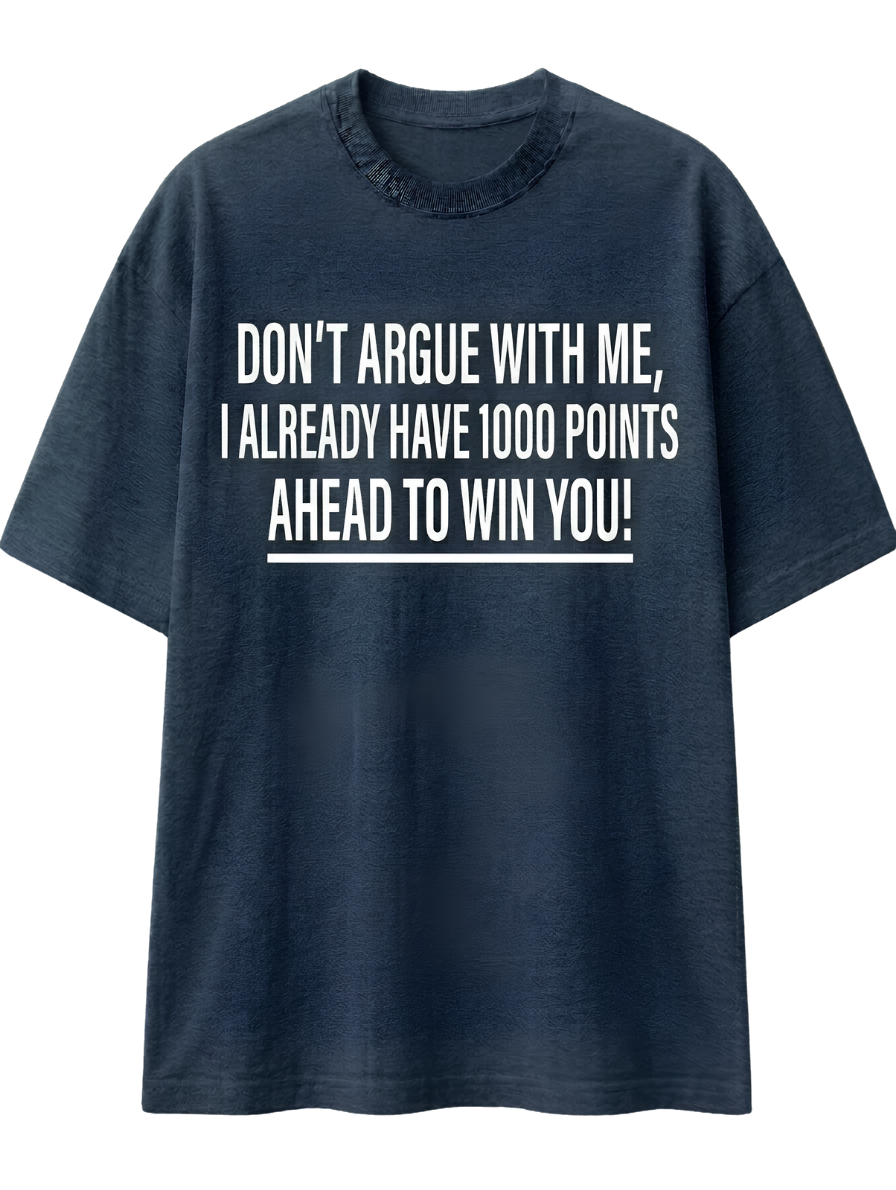 T-Shirt with Maroon Mini Graphic — 'Don't Looked For Me, I Already Found You' Statement Tee